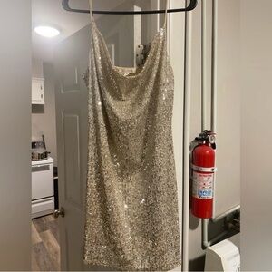 12th Tribe Sequin Mini Dress in Champagne